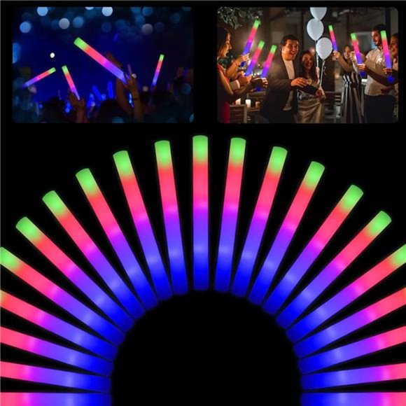 30 Pieces Led Foam Sticks-Flashing Glow Sticks Party Supplies LightUp Baton Wand - Picture 1 of 6